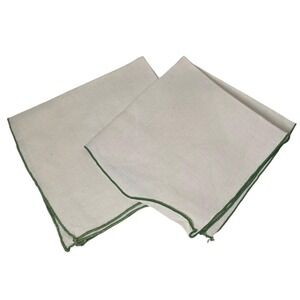 Vintage Linen Napkins Set of 2 Green Trimmed Hand Sewn Square Napkins